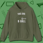 This Girl Loves Hoodie, in Military Green color, billiards shirt, front view