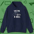 This Girl Loves Hoodie, in Navy color, billiards shirt, front view