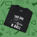 This Girl Loves T-Shirt, in Black color, billiards shirt, folded view