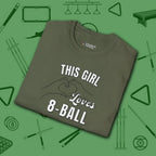 This Girl Loves T-Shirt, in Military Green color, billiards shirt, folded view