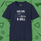 This Girl Loves T-Shirt, in Navy color, billiards shirt, front view