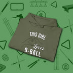 This Girl Loves Hoodie, in Military Green color, billiards shirt, folded view