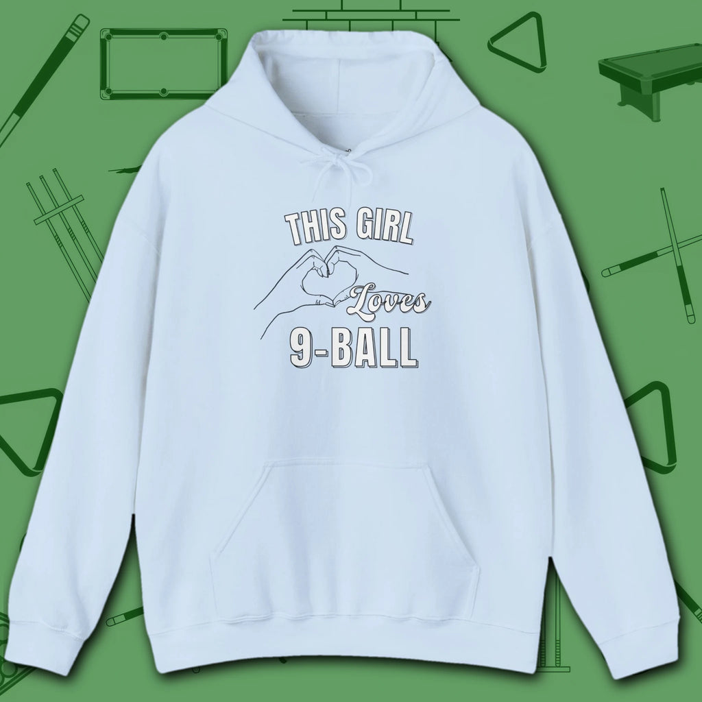This Girl Loves Hoodie, in Light Blue color, billiards shirt, front view