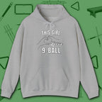 This Girl Loves Hoodie, in Sport Grey color, billiards shirt, front view
