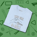 This Girl Loves T-Shirt, in Light Blue color, billiards shirt, folded view