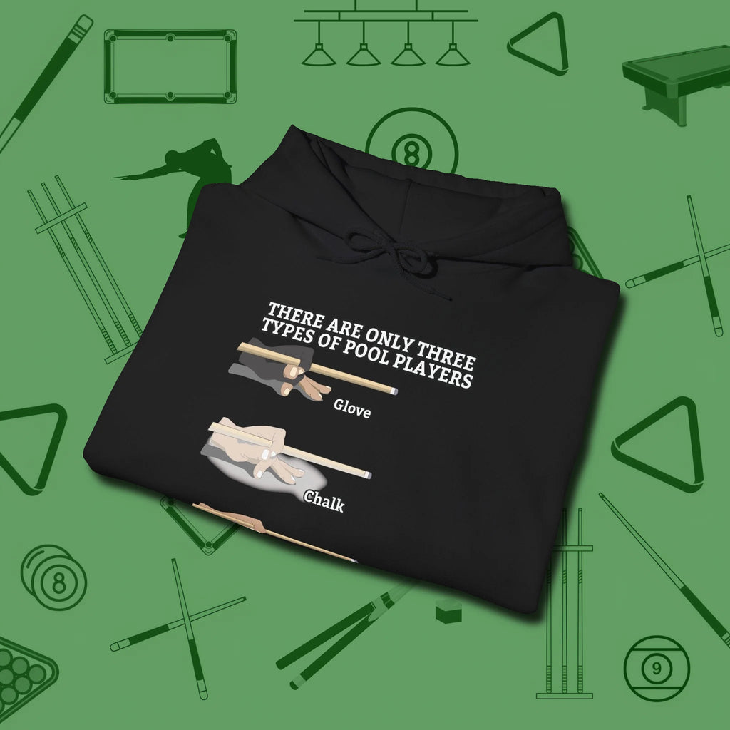 Three Types of Hoodie, folded view, in Black for hustlers who keep it honest