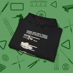 Three Types of Hoodie, folded view, in Black for hustlers who keep it honest