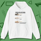 Three Types of Hoodie, front view, in White as serious as your stroke