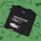 Three Types of T-Shirt, folded view, in Black break, run out, turn heads — repeat