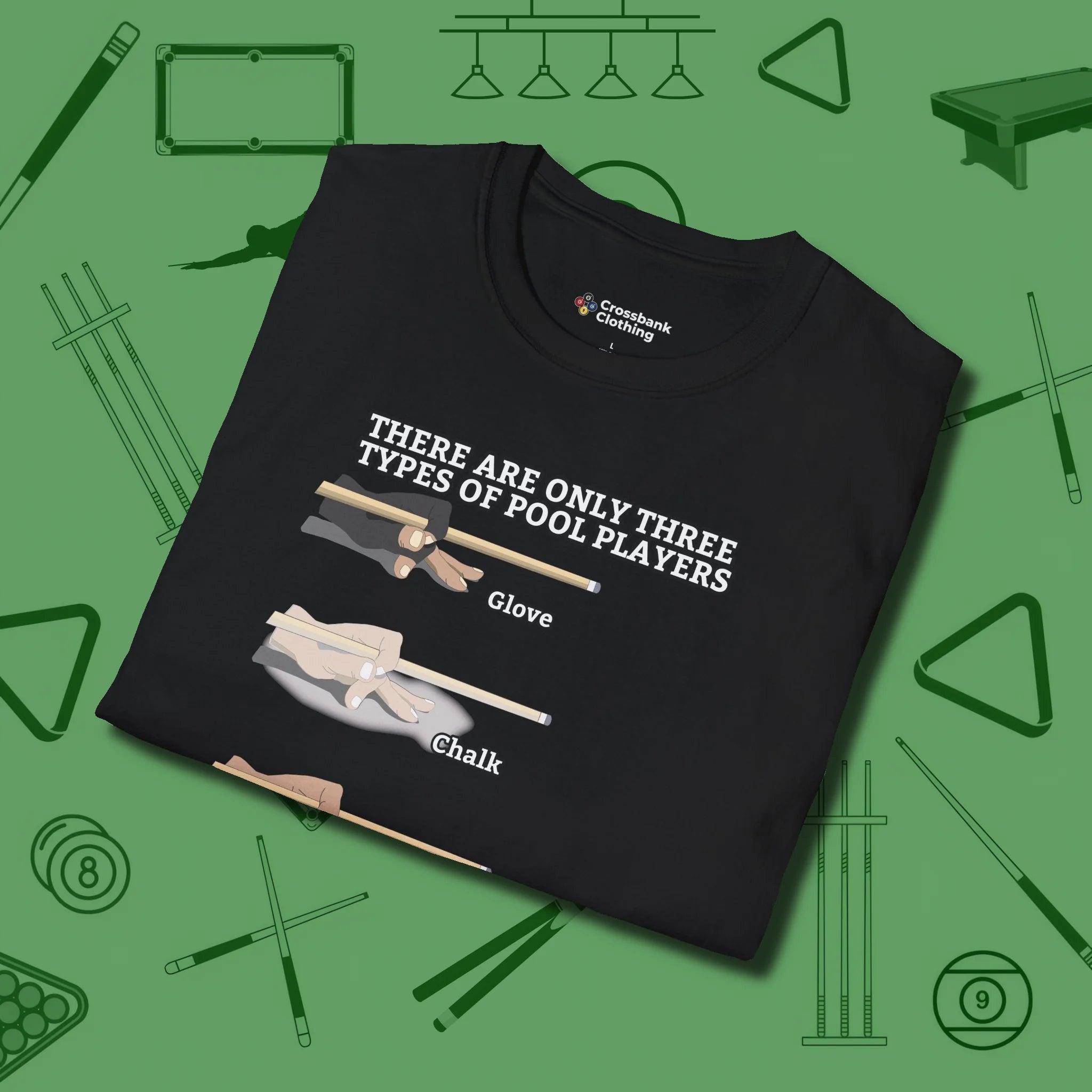 Three Types of T-Shirt, folded view, in Black break, run out, turn heads — repeat