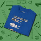 Three Types of T-Shirt, folded view, in Royal confidence stitched in every seam