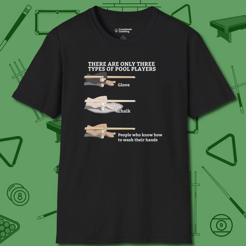 Three Types of T-Shirt, front view, in Black from chalk to clutch, look the part