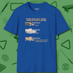 Three Types of T-Shirt, front view, in Royal for players who live the game