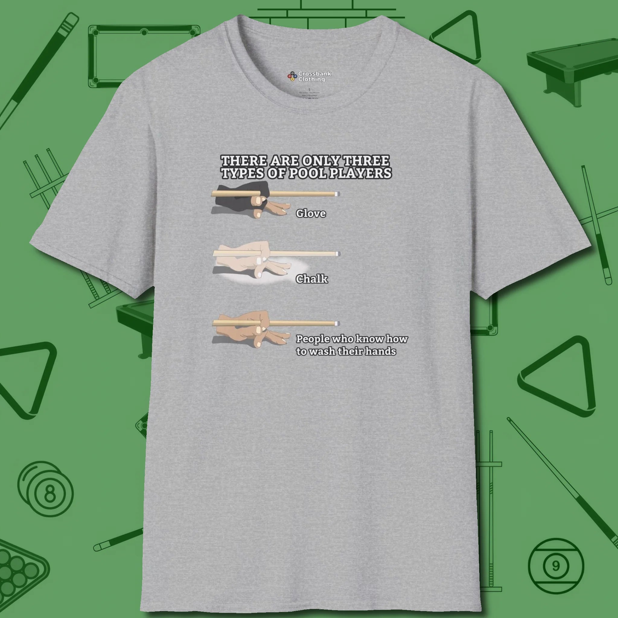 Three Types of T-Shirt, front view, in Sport Grey it’s not a hobby — it’s a lifestyle