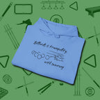 Tranquility With Swearing Hoodie, folded view, in Carolina Blue style that banks as hard as you do