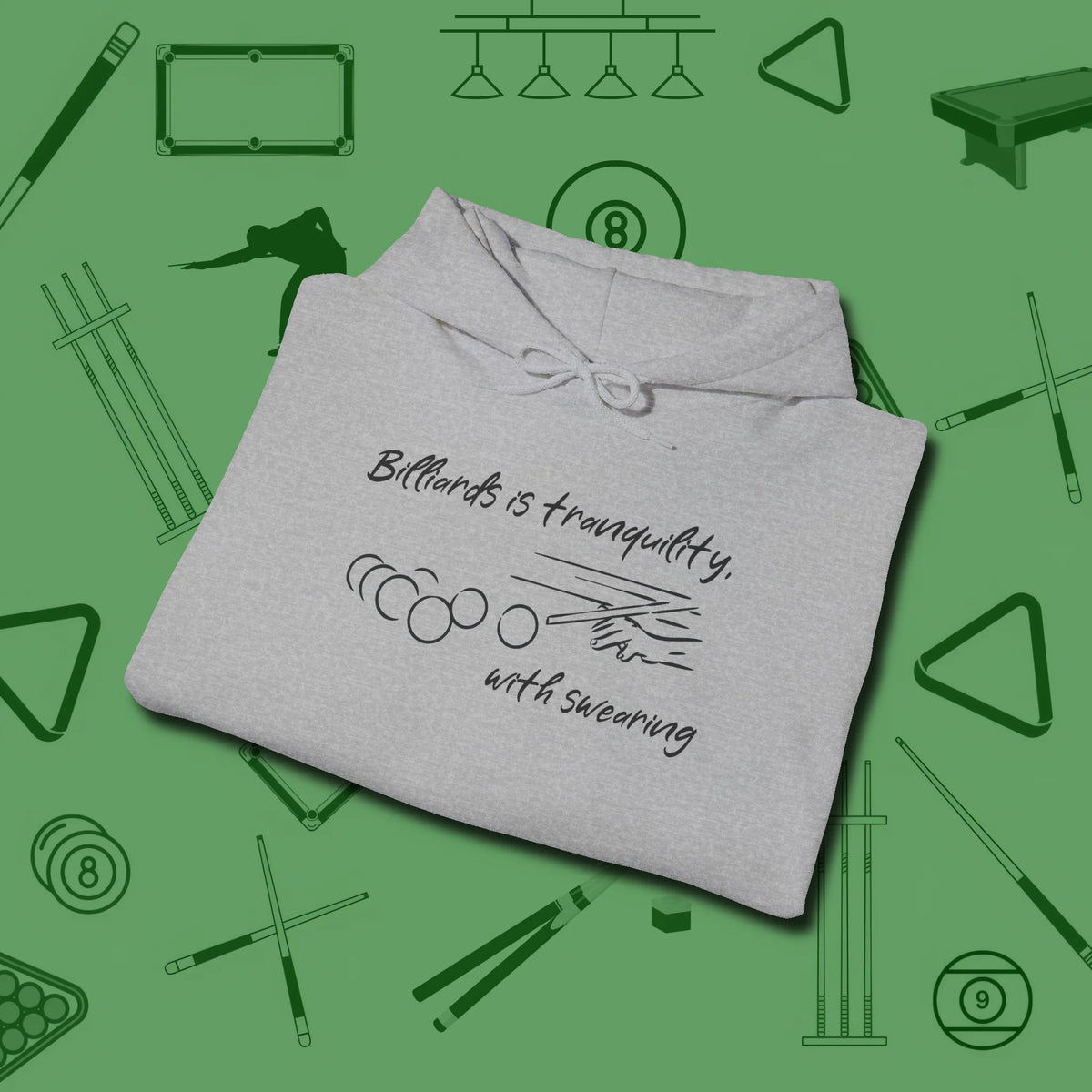 Tranquility With Swearing Hoodie, folded view, in Sport Grey for players who live the game