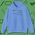 Tranquility With Swearing Hoodie, front view, in Carolina Blue cool enough for a corner pocket finish