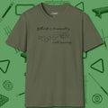Tranquility With Swearing T-Shirt, front view, in Military Green cue sports swagger done right