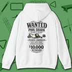 Wanted Pool Shark Hoodie, in White color, billiards hoodie, back view