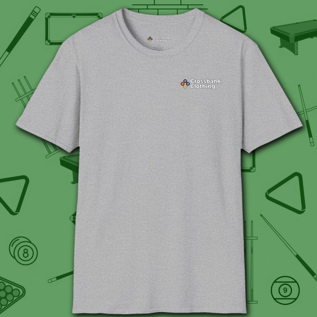Wanted Pool Shark T-Shirt, in Sport Grey color, billiards shirt, front view