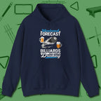 Weekend Forecast Hoodie, front view, in Navy as serious as your stroke