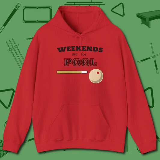 Weekends Are For Hoodie, front view, in Red for players who live the game