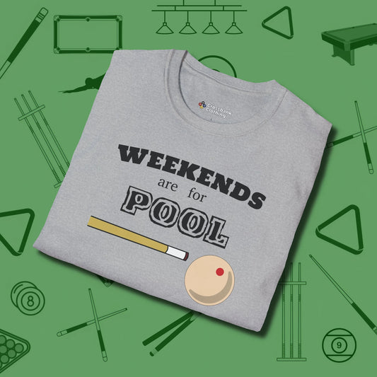 Weekends Are For T-Shirt, folded view, in Sport Grey cue sports swagger done right