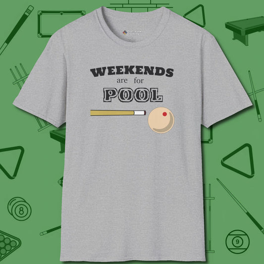 Weekends Are For T-Shirt, front view, in Sport Grey subtle drip for serious shooters