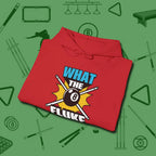 What The Fluke Funny Hoodie, folded view, in Red look good while calling your pocket