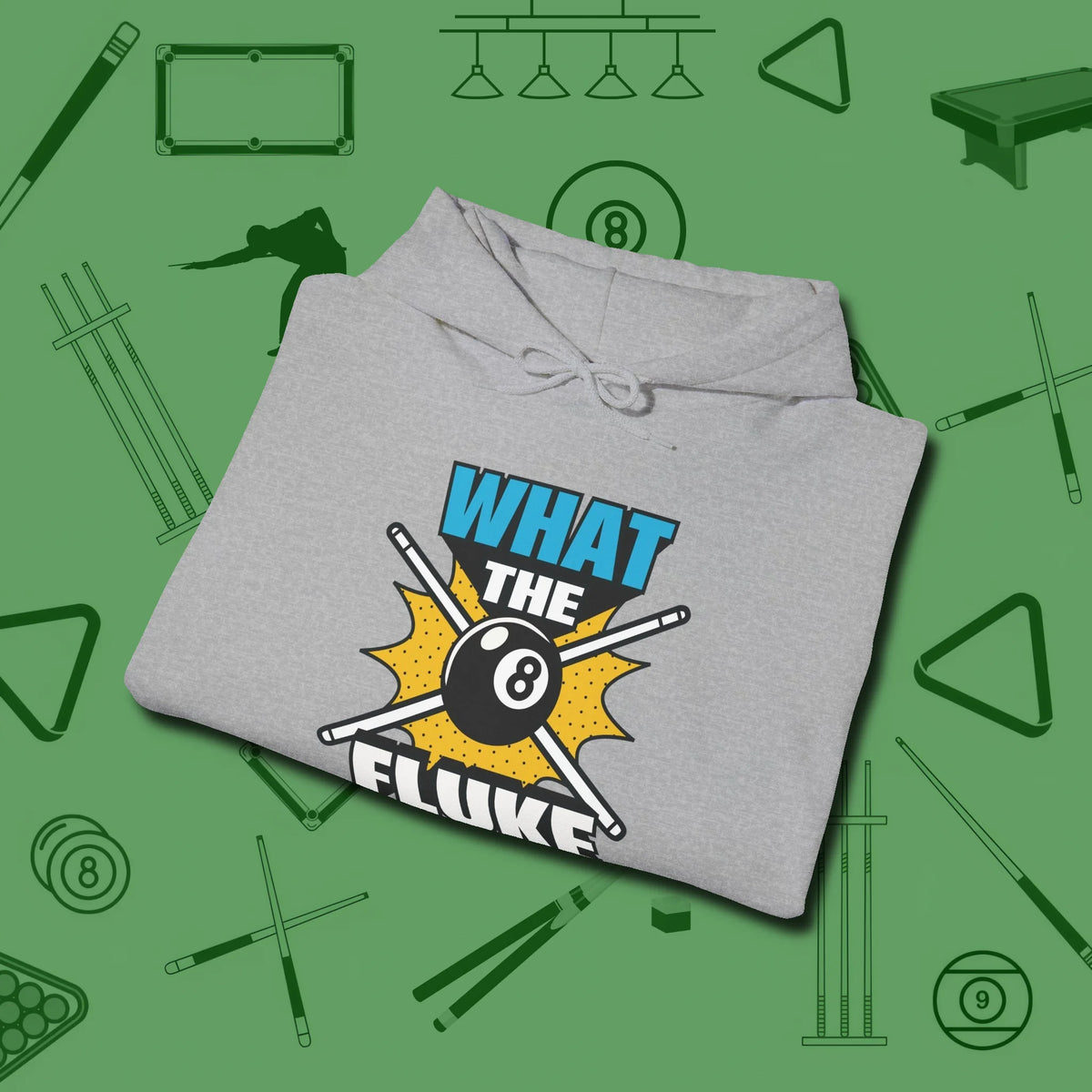 What The Fluke Funny Hoodie, folded view, in Sport Grey precise, confident, always in control