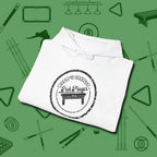 World's Okayest Stamp Hoodie, folded view, in White cue sports swagger done right