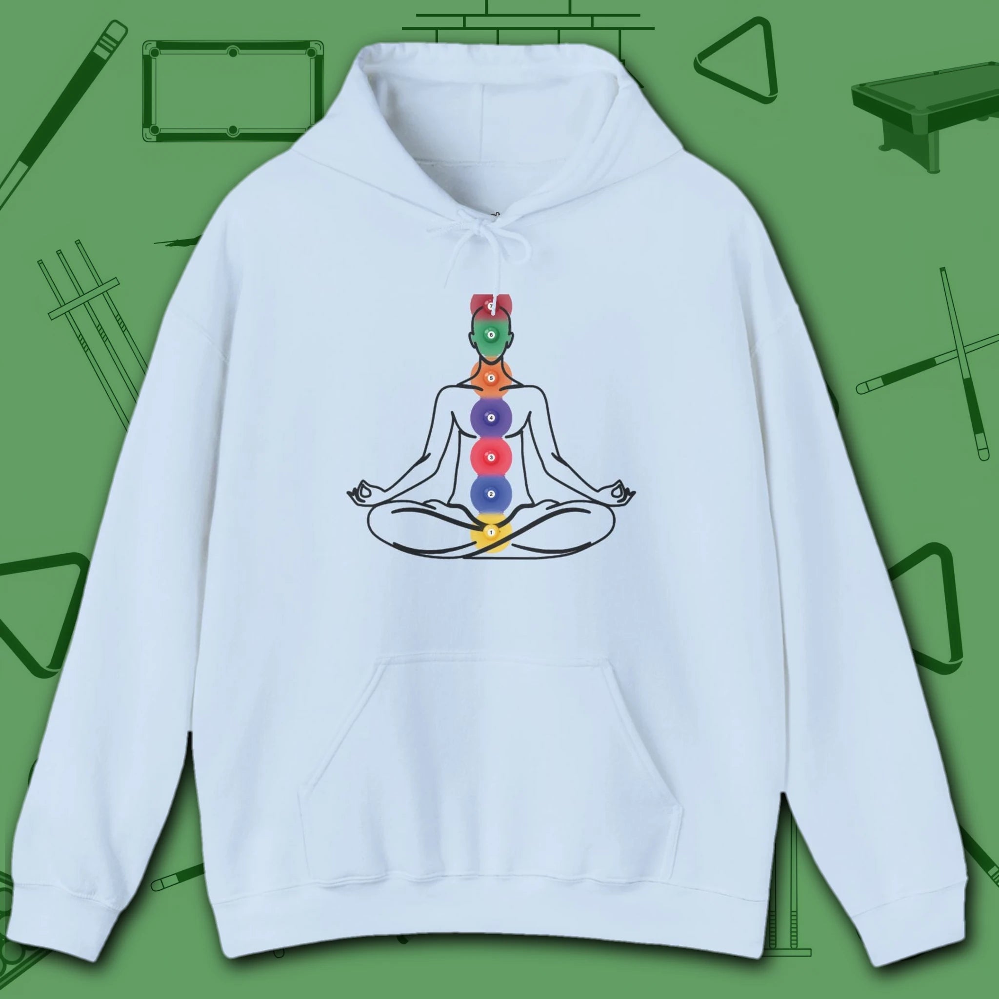 Zen Alignment Pool Hoodie, in Light Blue color, billiards hoodie, front view