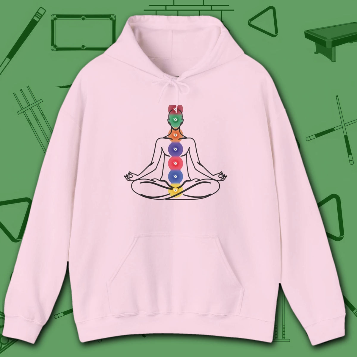Zen Alignment Pool Hoodie, in Light Pink color, billiards hoodie, front view