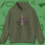 Zen Alignment Pool Hoodie, in Military Green color, billiards hoodie, front view