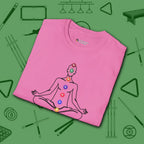 Zen Alignment Pool T-Shirt, in Azalea color, billiards shirt, folded view
