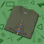 Zen Alignment Pool T-Shirt, in Military Green color, billiards shirt, folded view